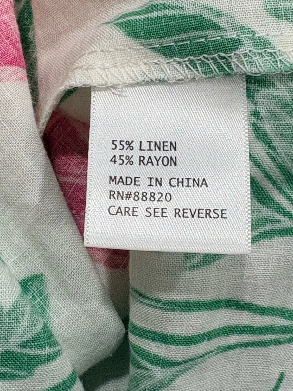 Rachel Zoe Linen Blend Pink Red and Yellow Lemons 3/4 Sleeve Tie Front Blouse XL - Picture 9 of 11